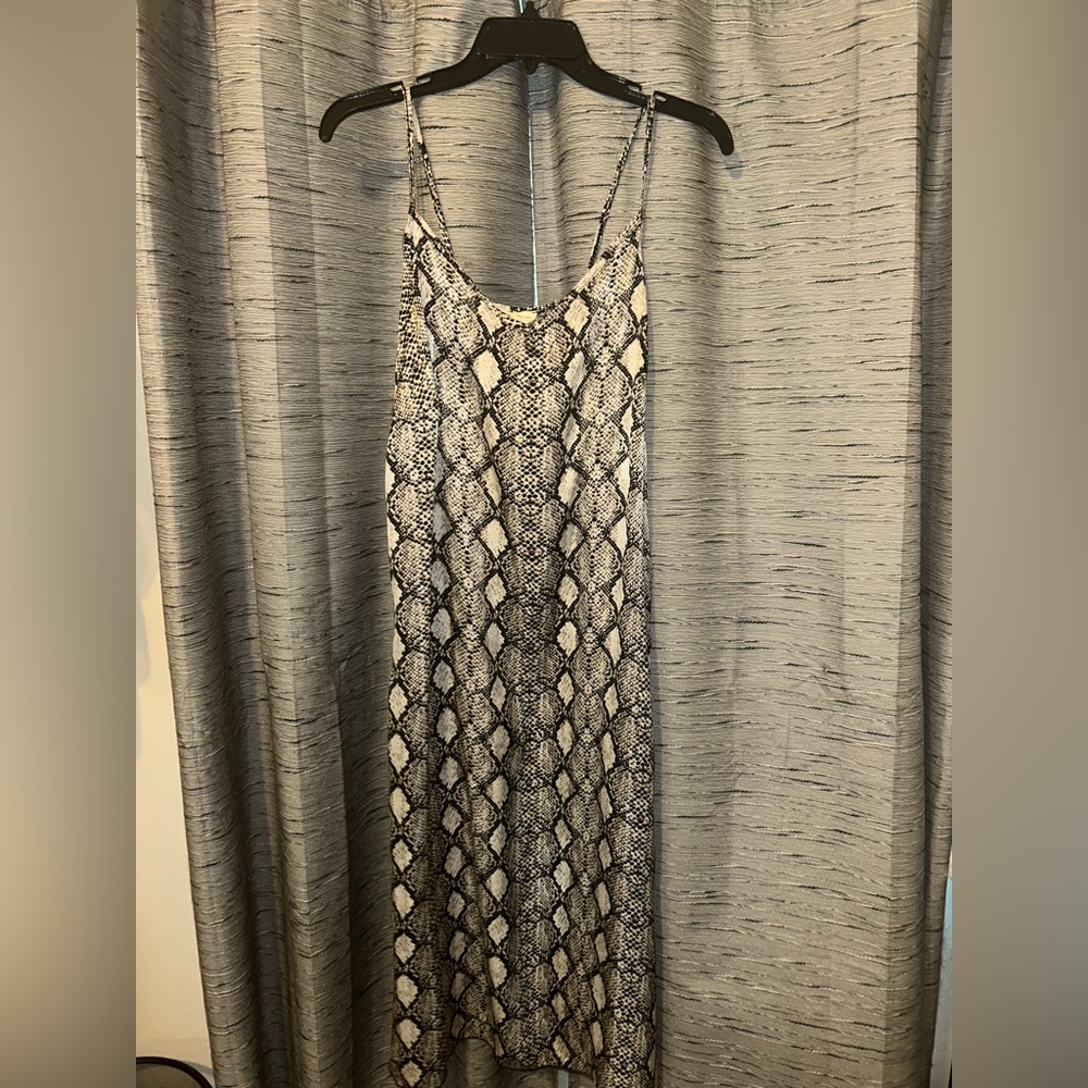 See You Monday Black and Cream Snake Print Maxi Dress